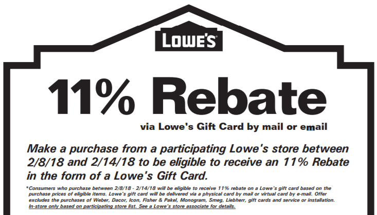 Expired Lowe s 11 Rebate For Online And In Store Purchase 2 8 2 14