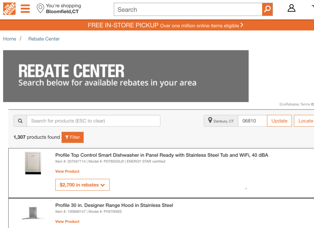 Home Depot Online Rebate