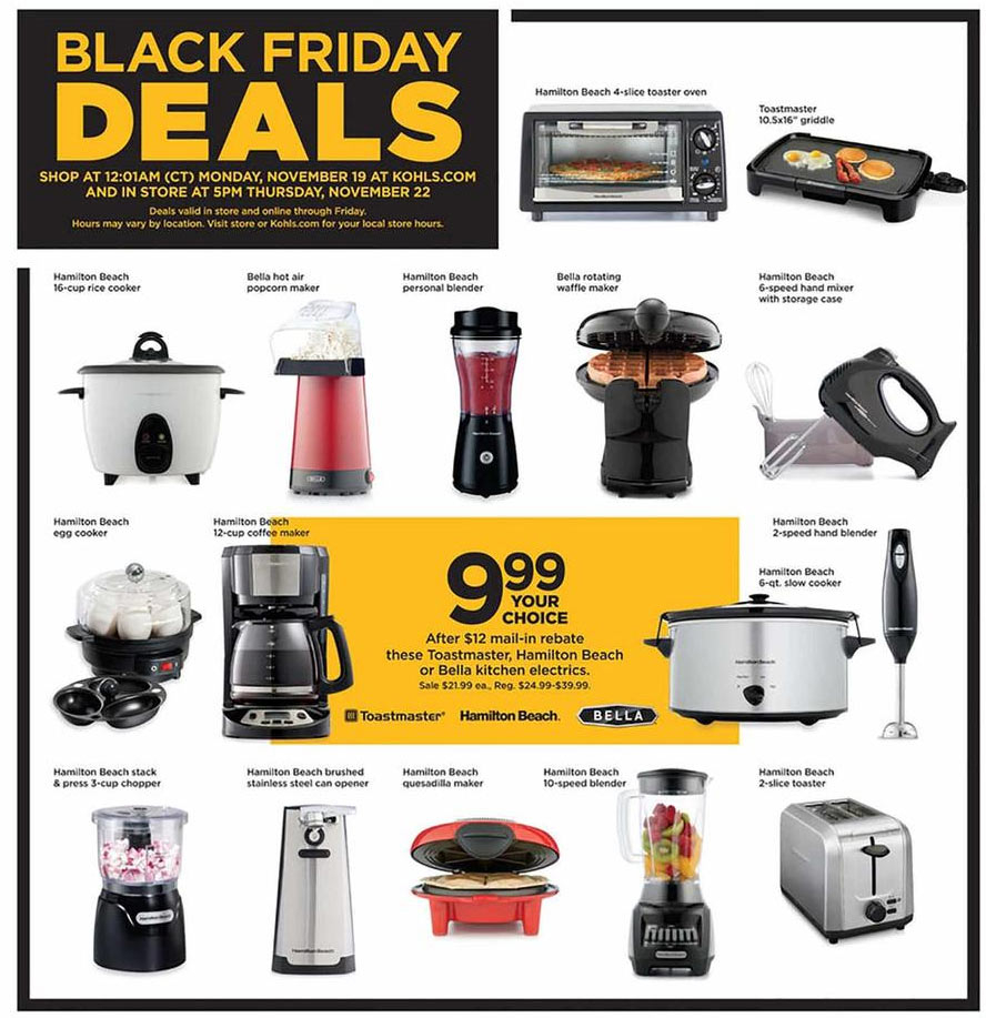 Kohl s 1 69 Black Friday Appliance Sales Choose From 16 Items 