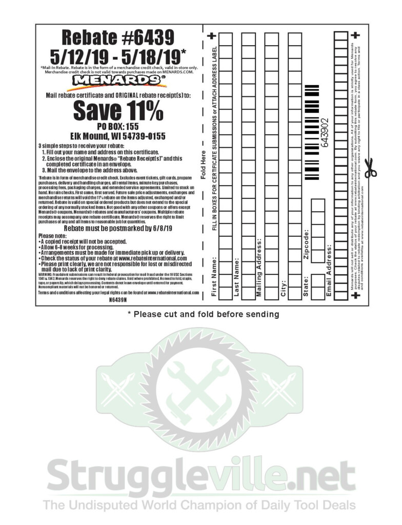 Menards 11 Rebate 6439 Purchases 5 12 19 5 18 19 Struggleville