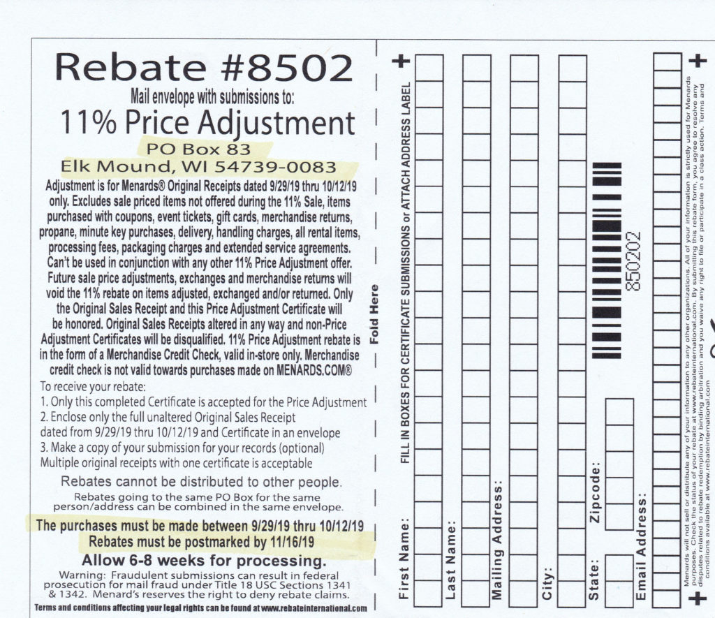 Menards 11 Rebate Form 7459 Printable Crossword Puzzles Bingo Cards 