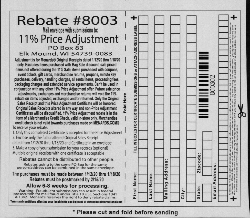 Menards Price Adjustment Rebate Form 2022 FreeRebate