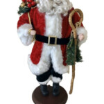 Elder Beerman Standing Santa Claus Christmas Figure Gift Bag Gold Cane