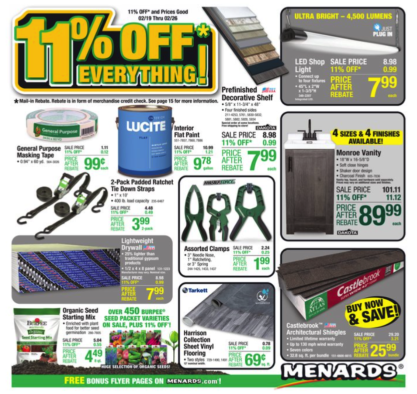 Menards 11 Sale December 2023 Printable Rebate Form