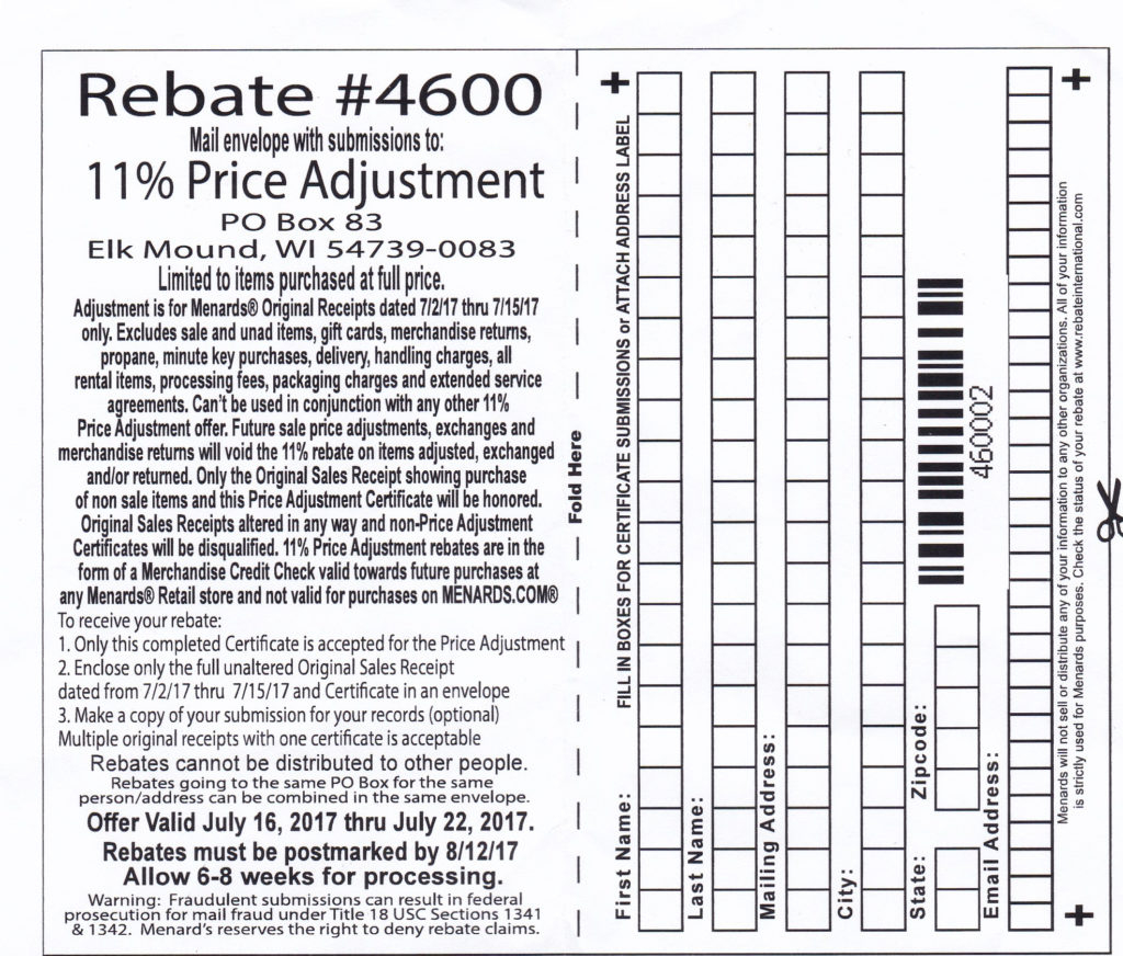 Menards Rebate Printable Form Printable World Holiday