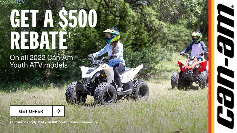 Can Am Get A 500 Rebate On Select 2022 Can Am Youth ATV Models 