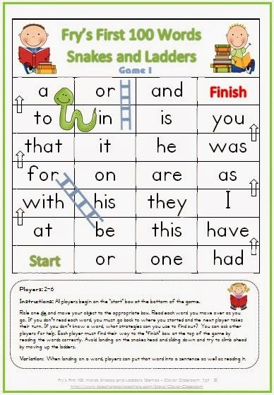 FREE PDF Fry s First 100 Words Snakes And Ladders Games X 6 Teaching