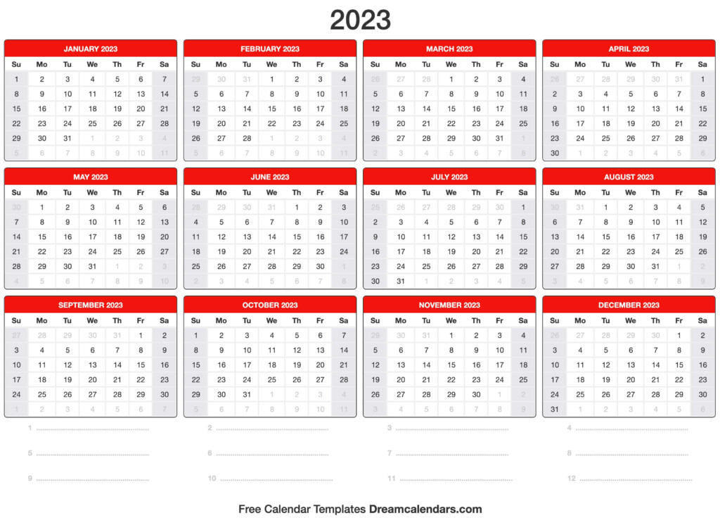 Free Printable 2023 Calendars