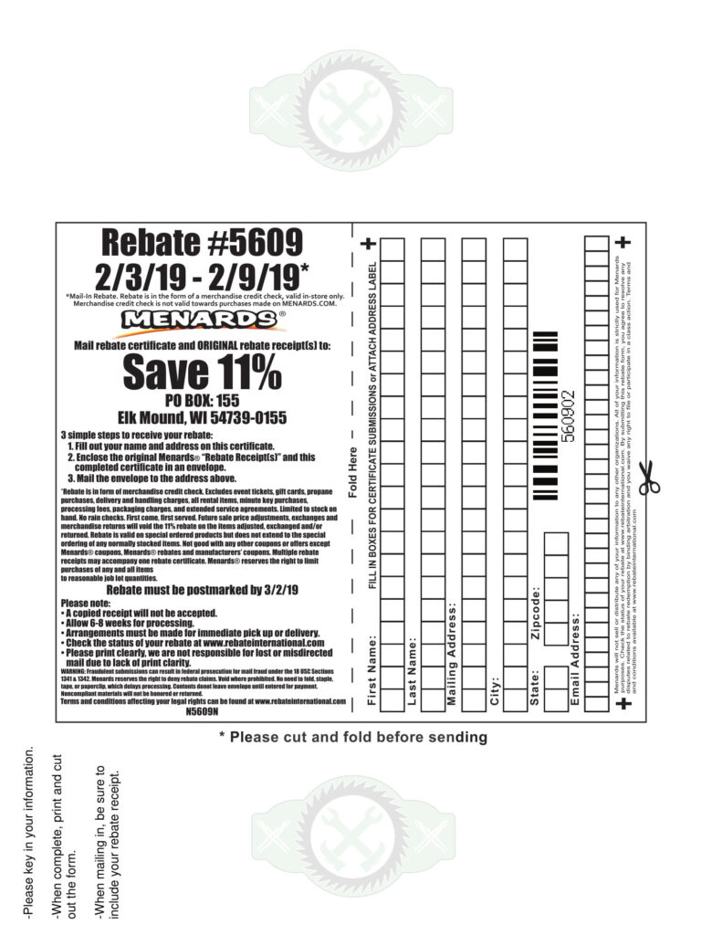 Menards 11 Percent Rebate Schedule 2023 MenardsRebate Form