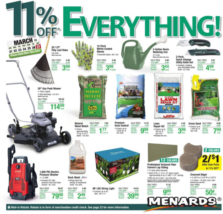 Menards Flyer 11 Rebate Sale In 2021 Menards Weekly Ads Sales Ads