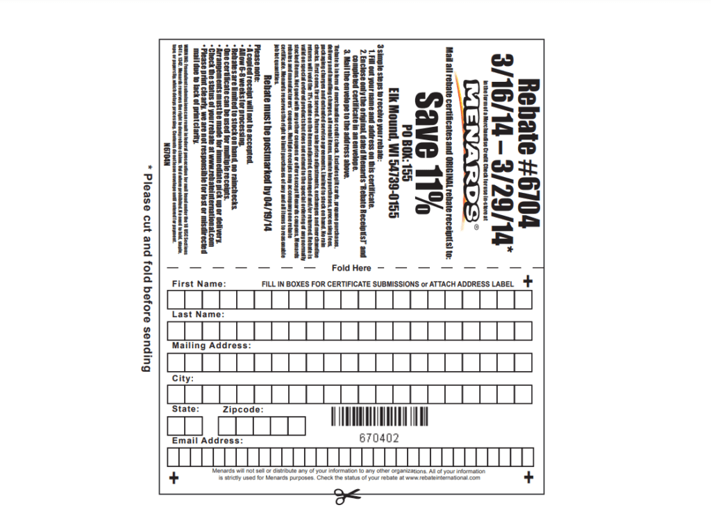 Menards Price Adjustment Rebate Form October 2023 MenardsRebateForms