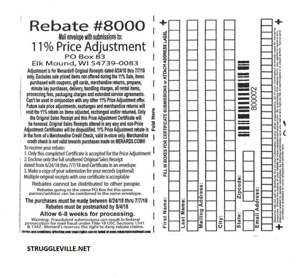 Menards Price Adjustment Rebate November 2023 Menardrebate